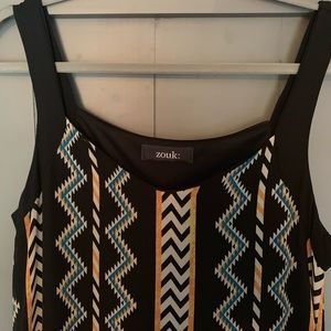 Zouk: Aztec Print Maxi Dress with Sheer Overlay